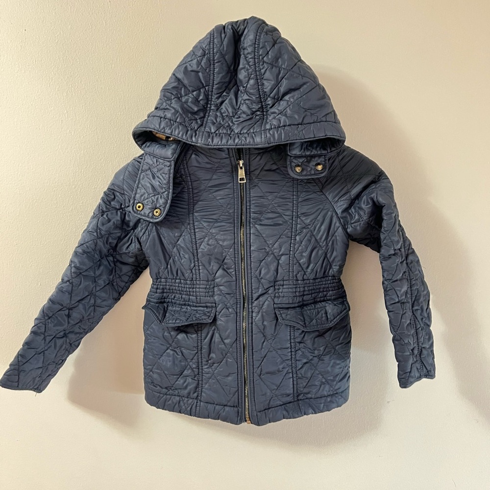 Burberry Kids Quilted Puffer Jacket Navy Blue size 6